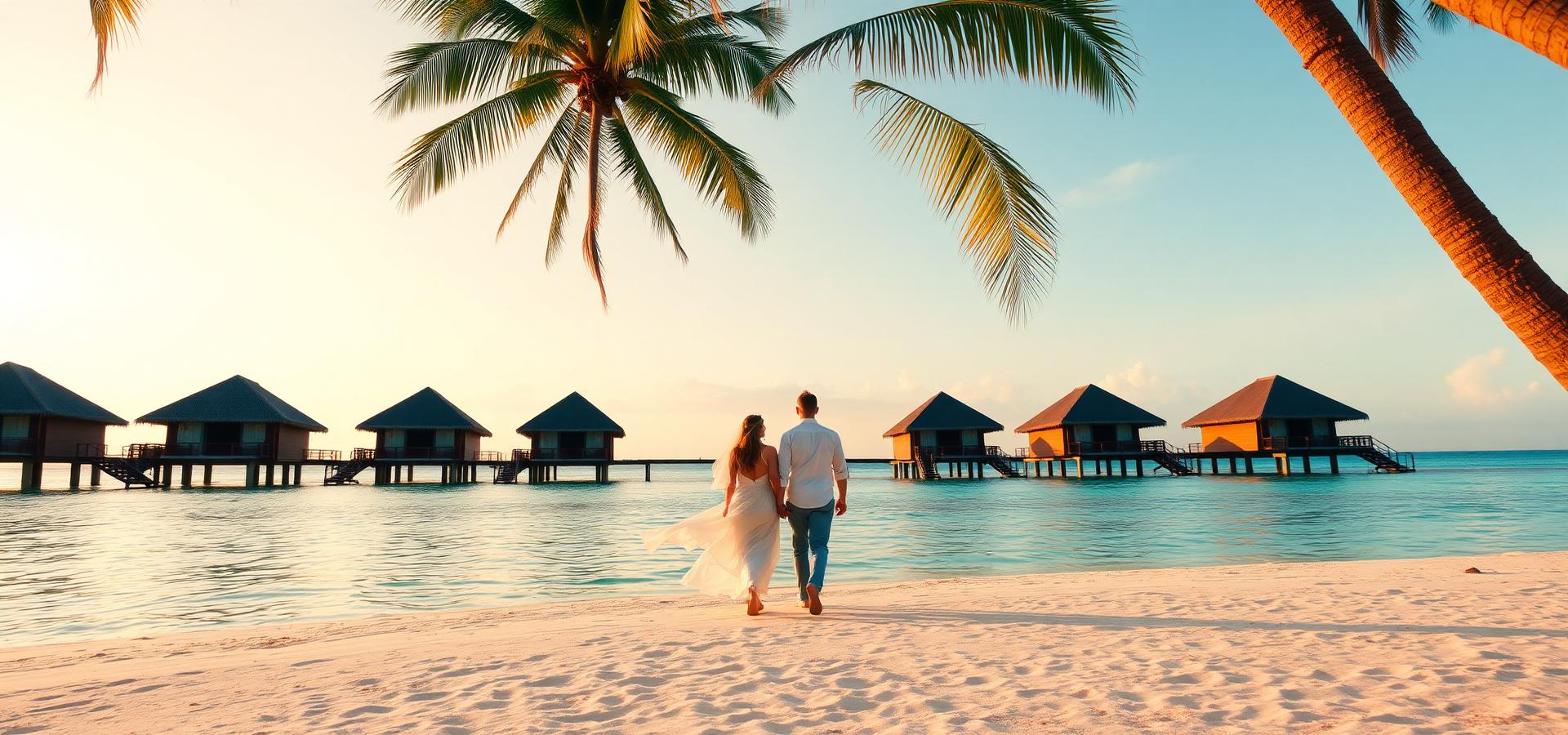 Coppia in spiaggia alle Maldive
